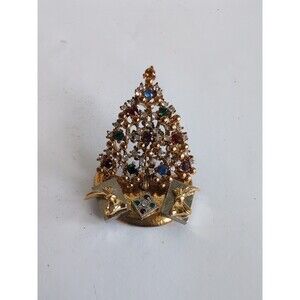 Vtg EISENBERG ICE Christmas Tree with Gifts Brooch Pin Very Rare